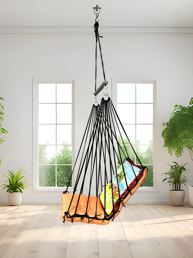 Beach Printed Cotton Garden Hammock Swing For Adult & Kids Hammock Hanging Jhula Indoor & Outdoor For Home | Hanging Chair For Balcony, With 150 Kgs Weight Capacity