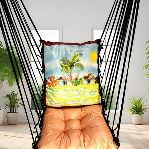 Beach Printed Cotton Garden Hammock Swing For Adult & Kids Hammock Hanging Jhula Indoor & Outdoor For Home | Hanging Chair For Balcony, With 150 Kgs Weight Capacity