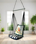 Blue Printed Cotton Garden Hammock Swing For Adult & Kids Hammock Hanging Jhula Indoor & Outdoor For Home | Hanging Chair For Balcony, With 150 Kgs Weight Capacity