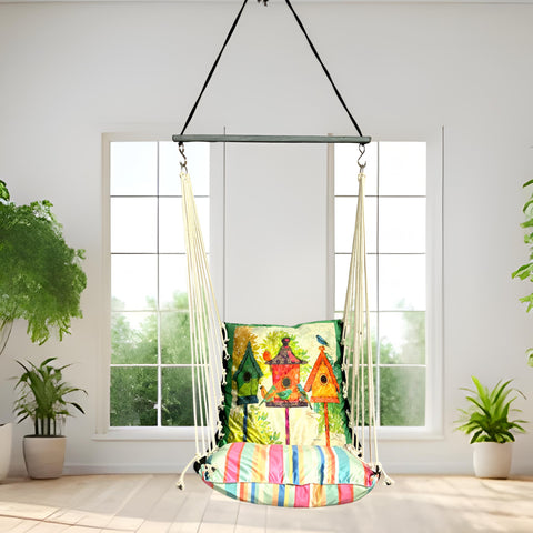 Multicolor Printed Cotton Garden Hammock Swing For Adult & Kids Hammock Hanging Jhula Indoor & Outdoor For Home | Hanging Chair For Balcony, With 150 Kgs Weight Capacity