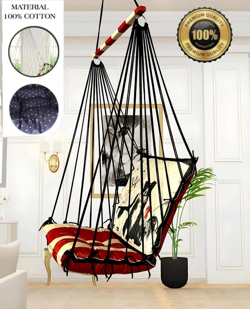 Animal Printed Cotton Garden Hammock Swing For Adult & Kids Hammock Hanging Jhula Indoor & Outdoor For Home | Hanging Chair For Balcony, With 150 Kgs Weight Capacity