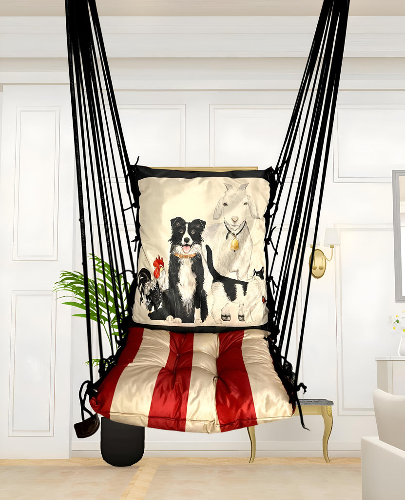 Animal Printed Cotton Garden Hammock Swing For Adult & Kids Hammock Hanging Jhula Indoor & Outdoor For Home | Hanging Chair For Balcony, With 150 Kgs Weight Capacity