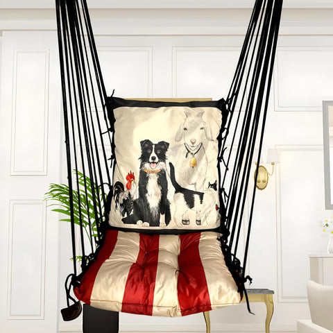 Animal Printed Cotton Garden Hammock Swing For Adult & Kids Hammock Hanging Jhula Indoor & Outdoor For Home | Hanging Chair For Balcony, With 150 Kgs Weight Capacity