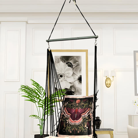 Butterflies Printed Cotton Garden Hammock Swing For Adult & Kids Hammock Hanging Jhula Indoor & Outdoor For Home | Hanging Chair For Balcony, With 150 Kgs Weight Capacity