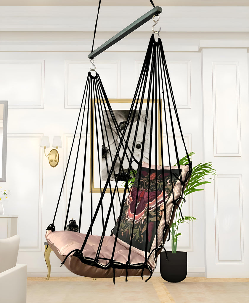 Butterflies Printed Cotton Garden Hammock Swing For Adult & Kids Hammock Hanging Jhula Indoor & Outdoor For Home | Hanging Chair For Balcony, With 150 Kgs Weight Capacity