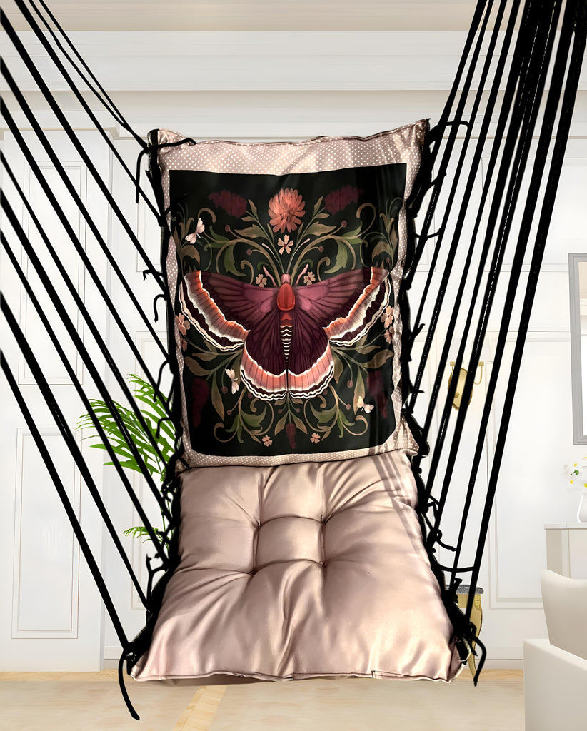 Butterflies Printed Cotton Garden Hammock Swing For Adult & Kids Hammock Hanging Jhula Indoor & Outdoor For Home | Hanging Chair For Balcony, With 150 Kgs Weight Capacity
