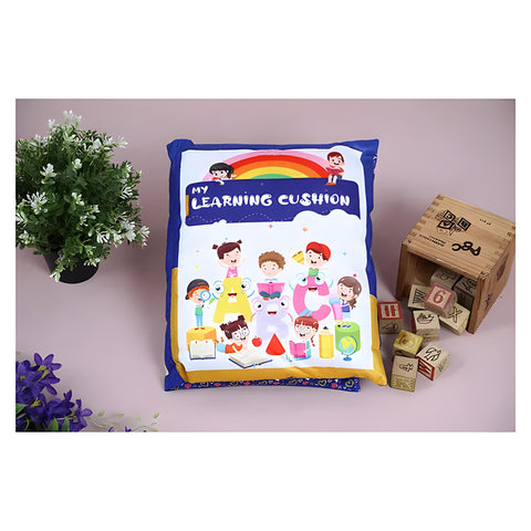 Blue Printed Velvet Learning Baby Pillow, Cushion, Toys, Soft Toys, Toddler Pillow, Kids Pillow for Baby Boy, Baby Girl Color