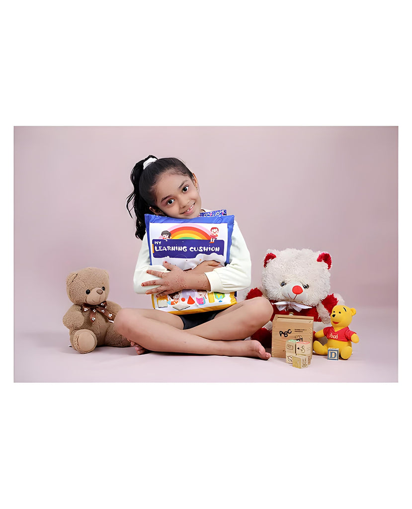 Blue Printed Velvet Learning Baby Pillow, Cushion, Toys, Soft Toys, Toddler Pillow, Kids Pillow for Baby Boy, Baby Girl Color