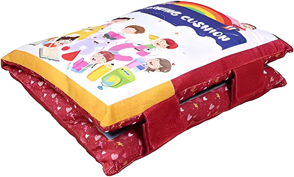 Red Printed Velvet Learning Baby Pillow, Cushion, Toys, Soft Toys, Toddler Pillow, Kids Pillow for Baby Boy, Baby Girl Color