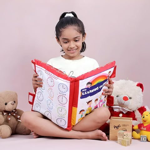 Red Printed Velvet Learning Baby Pillow, Cushion, Toys, Soft Toys, Toddler Pillow, Kids Pillow for Baby Boy, Baby Girl Color