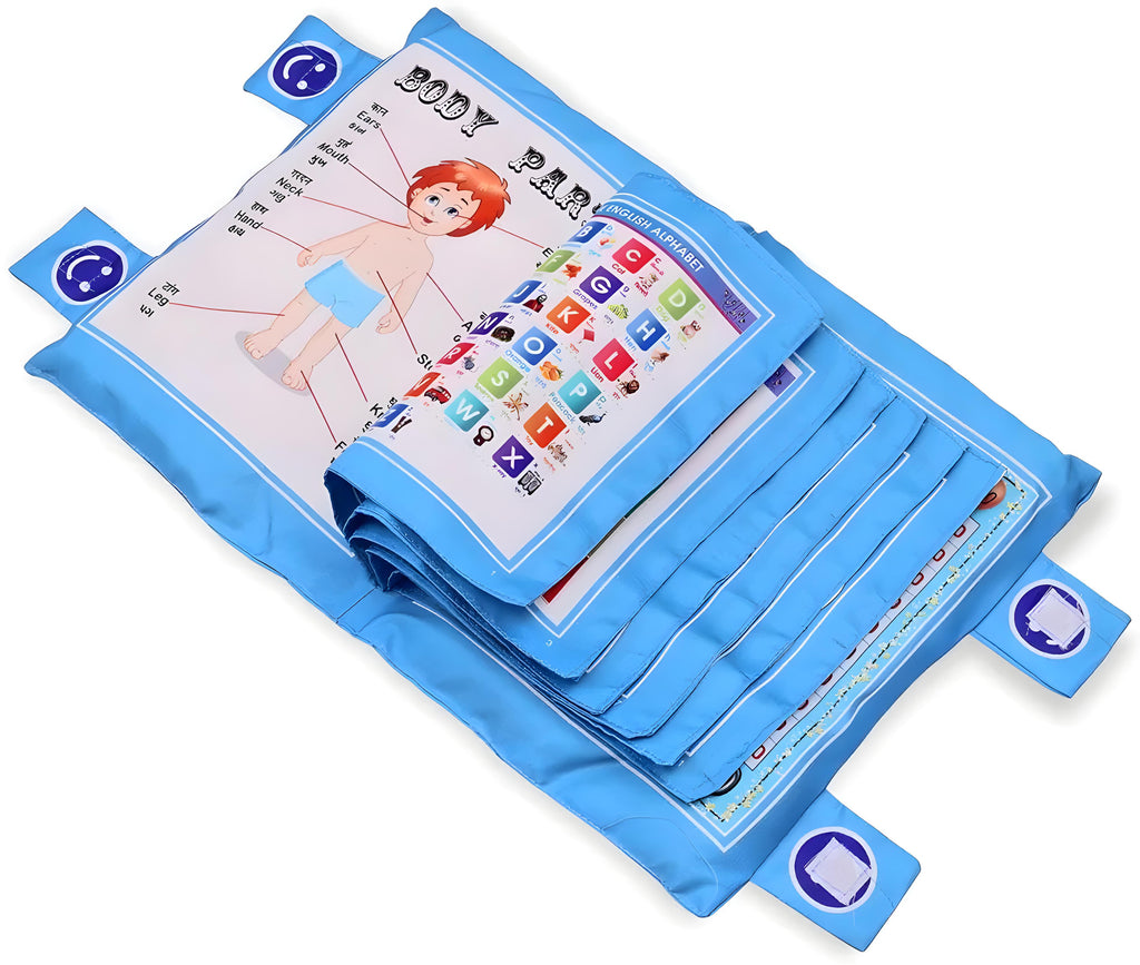 Blue Printed Velvet Learning Baby Pillow, Cushion, Toys, Soft Toys, Toddler Pillow, Kids Pillow for Baby Boy, Baby Girl Color