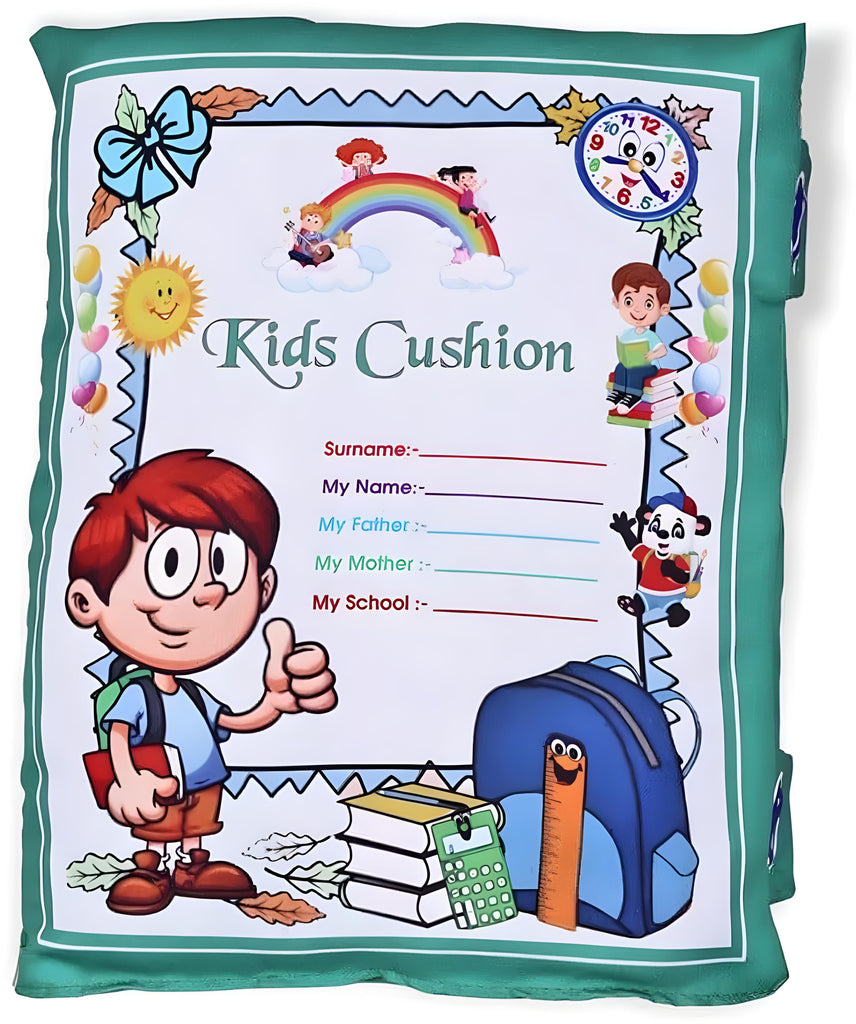 Grey Printed Velvet Learning Baby Pillow, Cushion, Toys, Soft Toys, Toddler Pillow, Kids Pillow for Baby Boy, Baby Girl Color