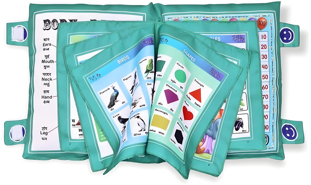 Grey Printed Velvet Learning Baby Pillow, Cushion, Toys, Soft Toys, Toddler Pillow, Kids Pillow for Baby Boy, Baby Girl Color