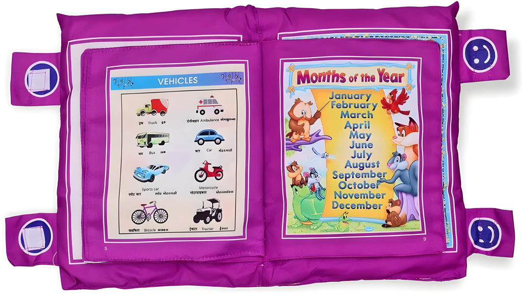 Pink Printed Velvet Learning Baby Pillow, Cushion, Toys, Soft Toys, Toddler Pillow, Kids Pillow for Baby Boy, Baby Girl Colour