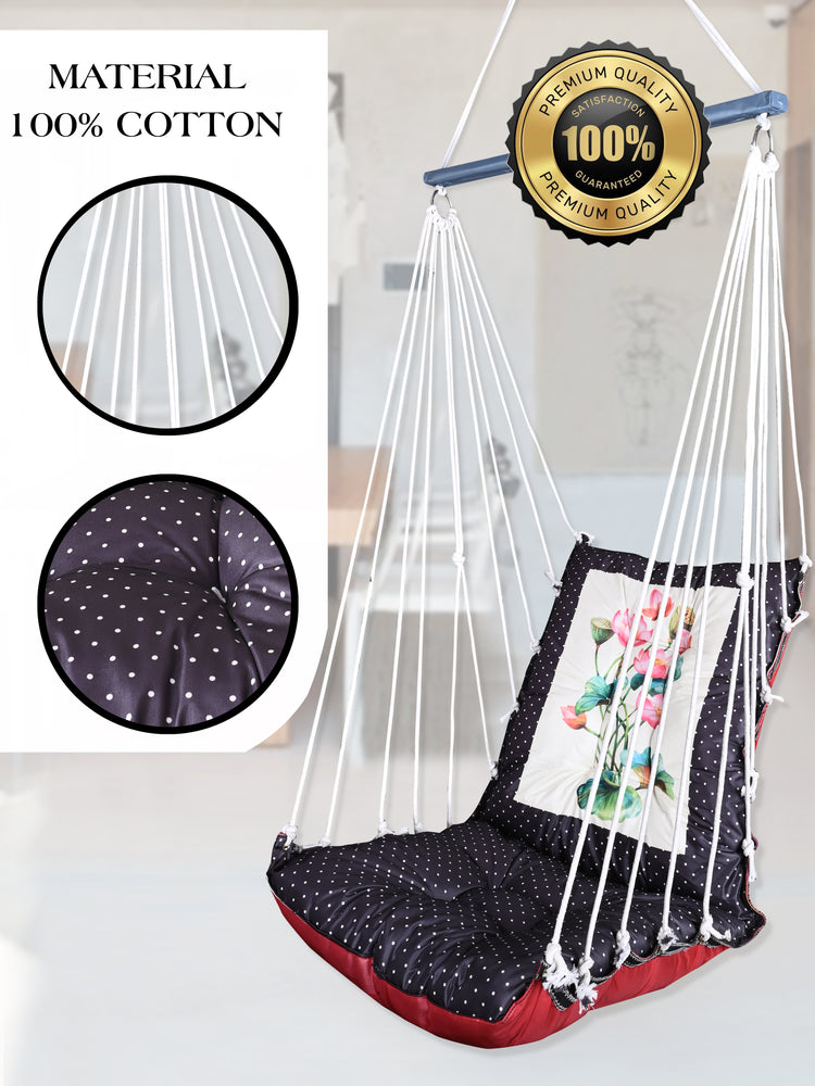Flower Printed Cotton Garden Hammock Swing For Adult & Kids Hammock Hanging Jhula Indoor & Outdoor For Home | Hanging Chair For Balcony, With 150 Kgs Weight Capacity