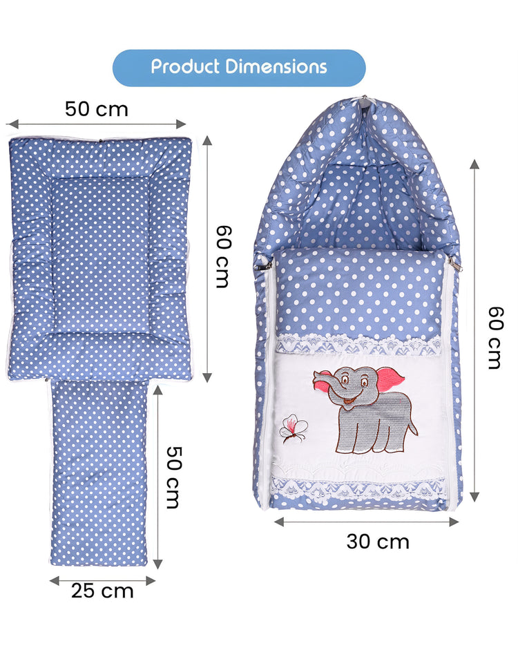 Embroidery Blue Dot Elephant Sleeping Bag & Carry Nest, Cotton Baby Bedding for New Born & Infant (Copy)