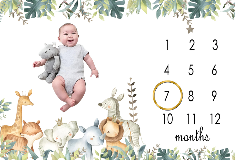 Monthly Milestone Blanket | 1 to 12 Months | Best for Newborn Boy & Girl, Multicolor, Cotton, Skin Friendly
