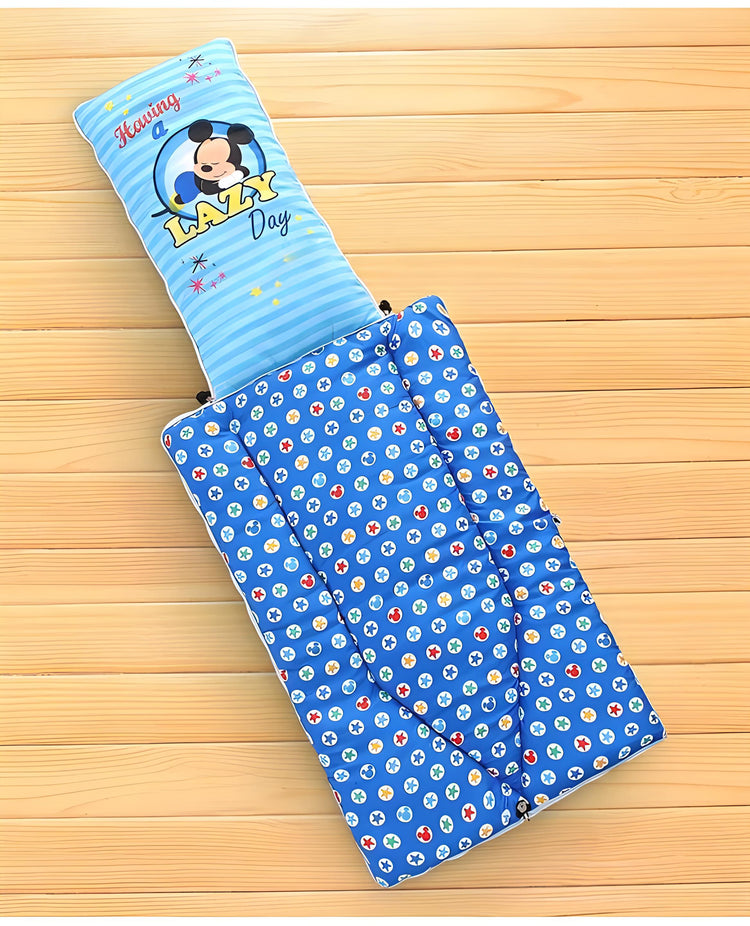 Blue Lazy Micky Printed 3 in 1 Baby Bed, Sleeping Bag & Carry Nest, Cotton Baby Bedding for New Born & Infant, Portable Bassinet, for Baby Carrying & Unisex Baby Sleeping Bed, 0 to 12M