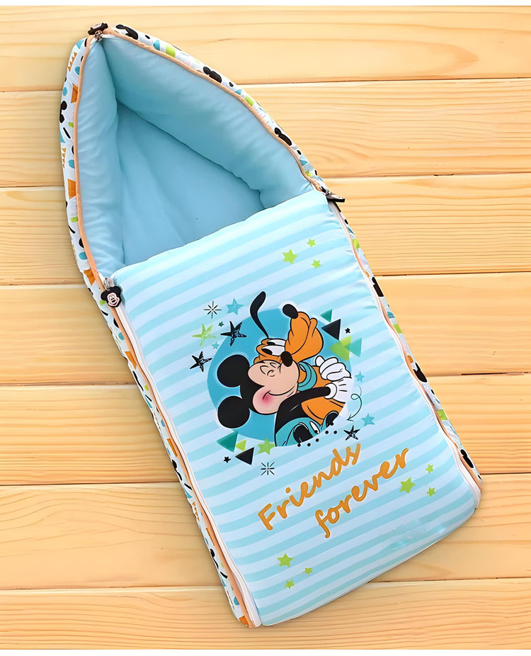 Micky and Pluto Printed 3 in 1 Baby Bed, Sleeping Bag & Carry Nest, Cotton Baby Bedding for New Born & Infant, Portable Bassinet, for Baby Carrying & Unisex Baby Sleeping Bed, 0 to 12M