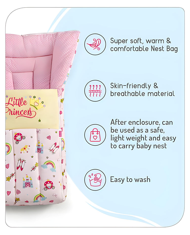Little Princess 3 in 1 Baby Bed, Sleeping Bag & Carry Nest, Cotton Baby Bedding for New Born & Infant, Portable Bassinet, for Baby Carrying & Unisex Baby Sleeping Bed, 0 to 12M