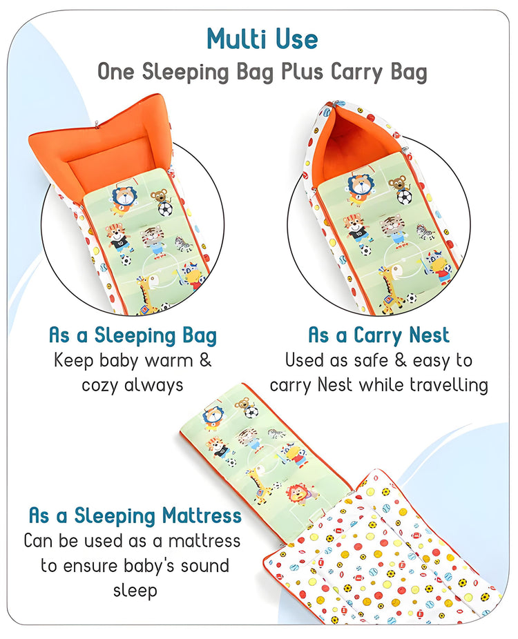 3 in 1 Baby Bed, Sleeping Bag & Carry Nest, Cotton Baby Bedding for New Born & Infant, Portable Bassinet, for Baby Carrying & Unisex Baby Sleeping Bed, 0 to 12M