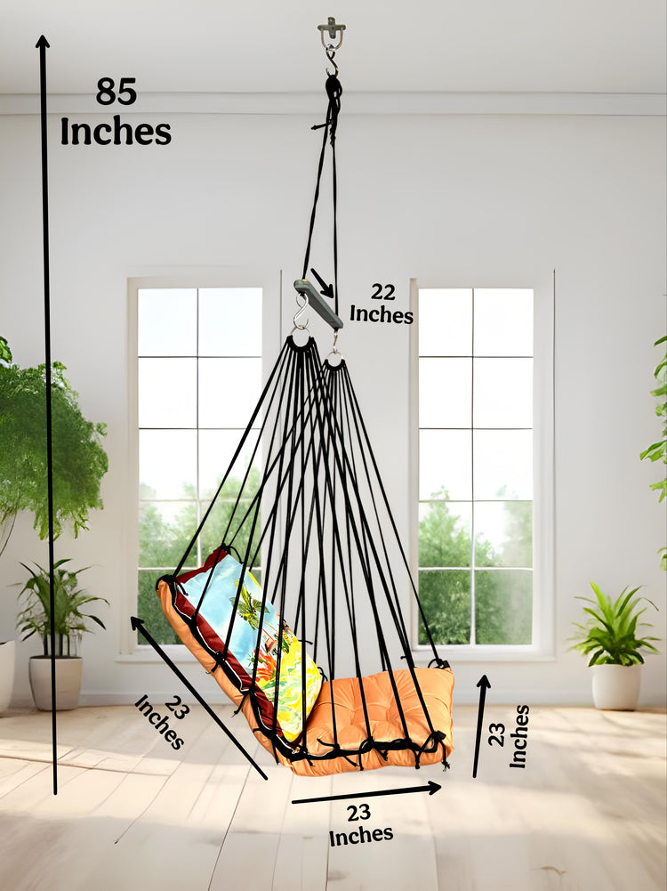 Beach Printed Cotton Garden Hammock Swing For Adult & Kids Hammock Hanging Jhula Indoor & Outdoor For Home | Hanging Chair For Balcony, With 150 Kgs Weight Capacity