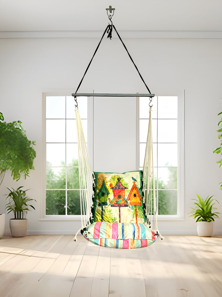 Multicolor Printed Cotton Garden Hammock Swing For Adult & Kids Hammock Hanging Jhula Indoor & Outdoor For Home | Hanging Chair For Balcony, With 150 Kgs Weight Capacity
