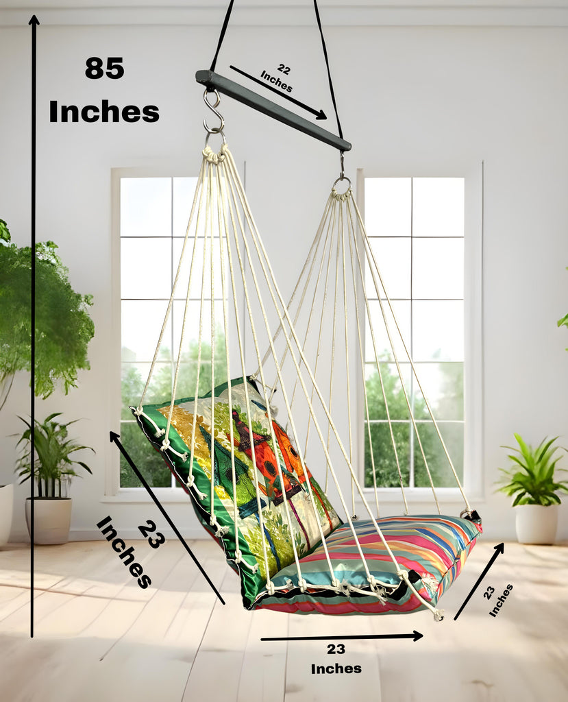 Multicolor Printed Cotton Garden Hammock Swing For Adult & Kids Hammock Hanging Jhula Indoor & Outdoor For Home | Hanging Chair For Balcony, With 150 Kgs Weight Capacity