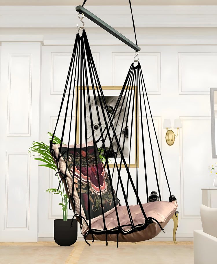 Butterflies Printed Cotton Garden Hammock Swing For Adult & Kids Hammock Hanging Jhula Indoor & Outdoor For Home | Hanging Chair For Balcony, With 150 Kgs Weight Capacity