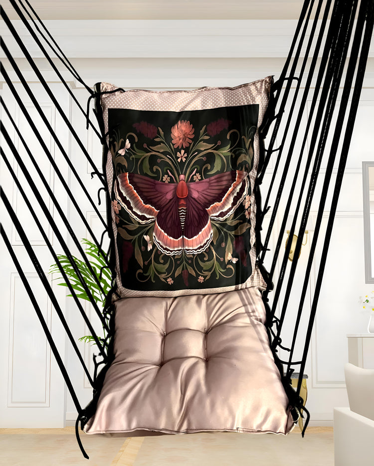 Butterflies Printed Cotton Garden Hammock Swing For Adult & Kids Hammock Hanging Jhula Indoor & Outdoor For Home | Hanging Chair For Balcony, With 150 Kgs Weight Capacity