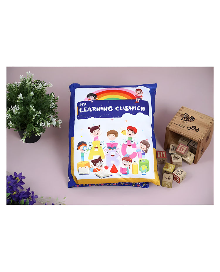 Blue Printed Velvet Learning Baby Pillow, Cushion, Toys, Soft Toys, Toddler Pillow, Kids Pillow for Baby Boy, Baby Girl Color