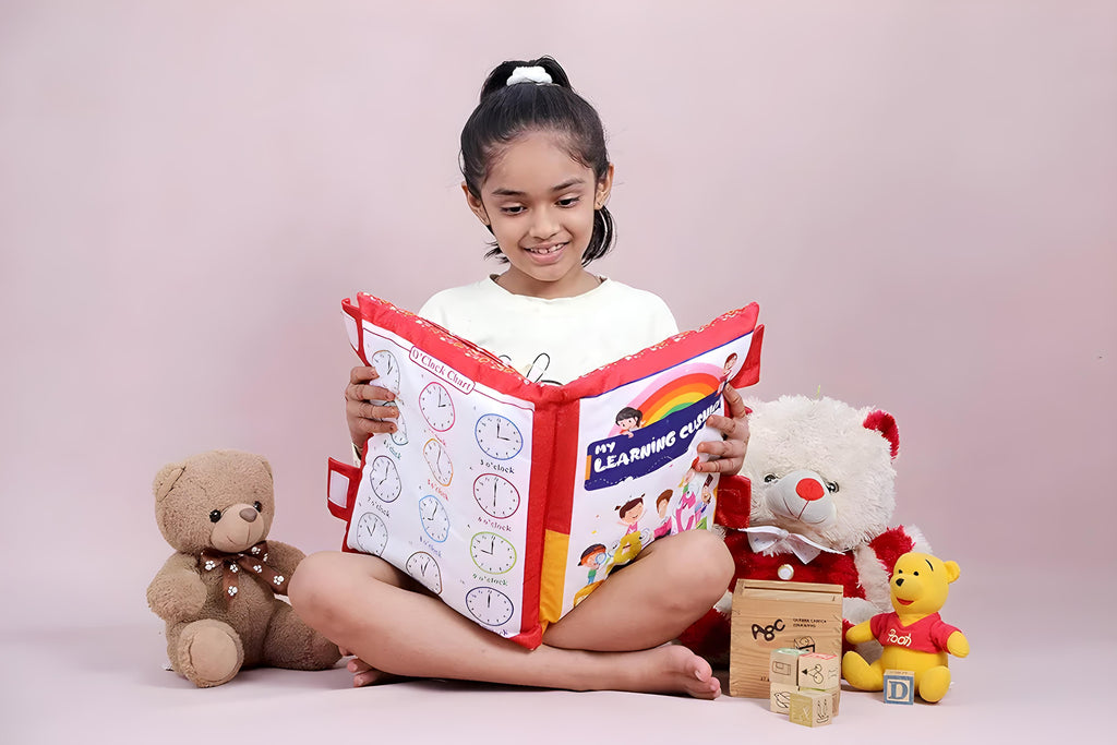 Red Printed Velvet Learning Baby Pillow, Cushion, Toys, Soft Toys, Toddler Pillow, Kids Pillow for Baby Boy, Baby Girl Color