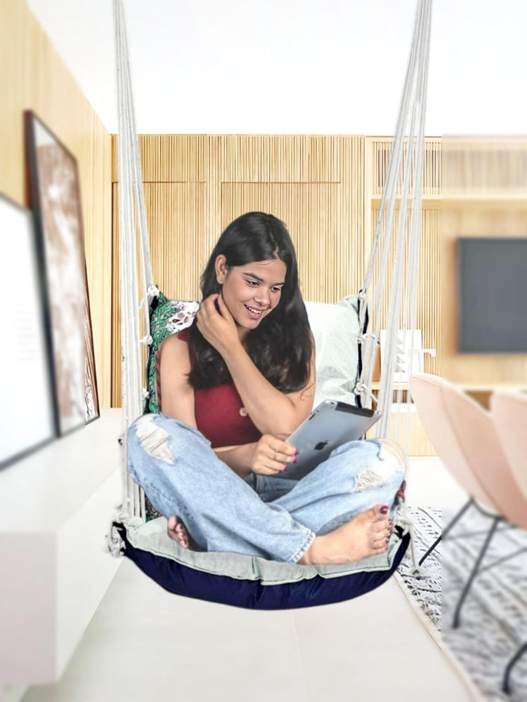 Peacock Printed Cotton Garden Hammock Swing For Adult & Kids Hammock Hanging Jhula Indoor & Outdoor For Home | Hanging Chair For Balcony, With 150 Kgs Weight Capacity